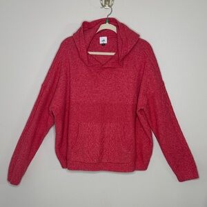 CAbi Raspberry V-Neck Sweater with Hoodie Size XL